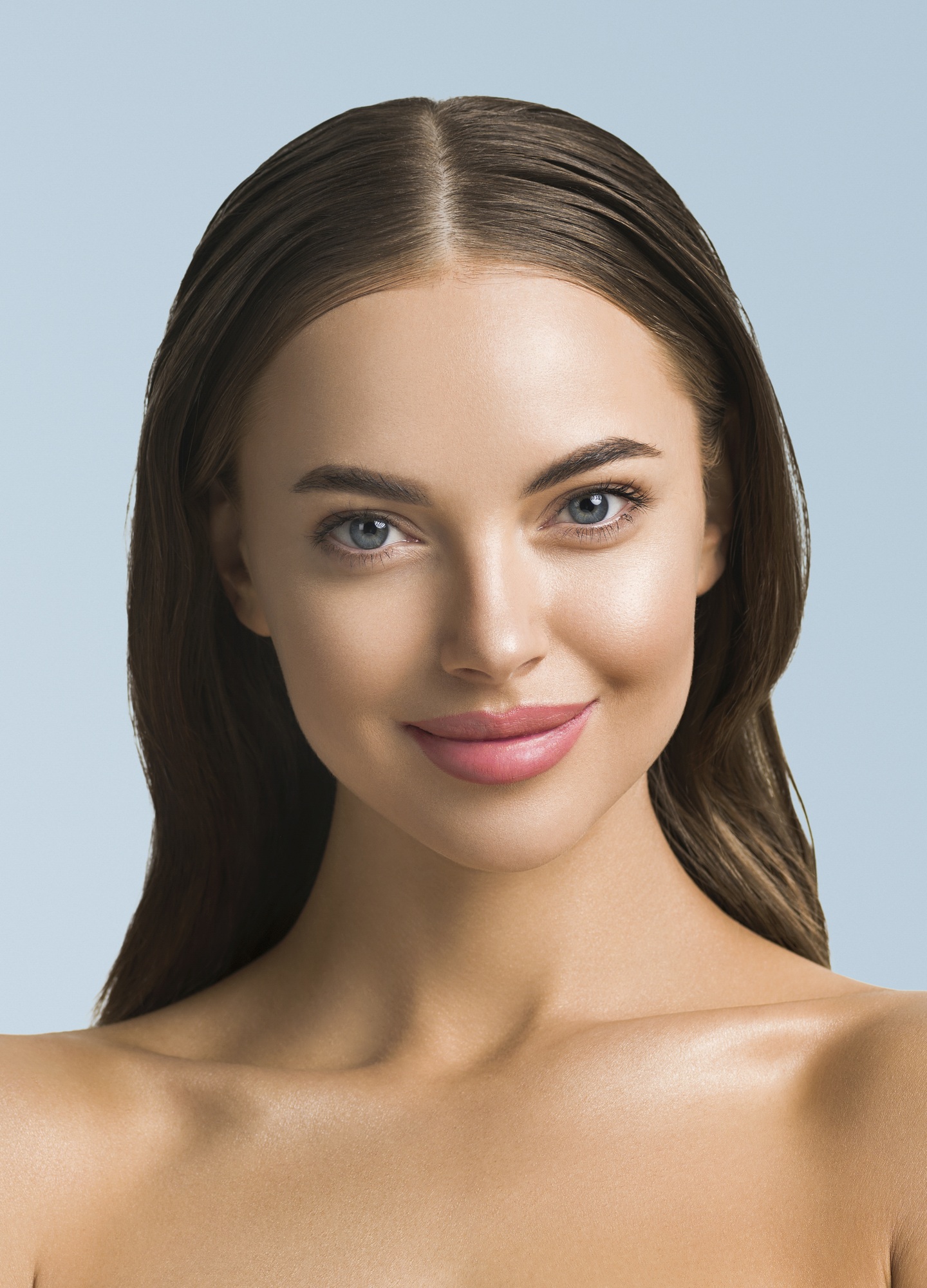 Young spa model face close up natural make up